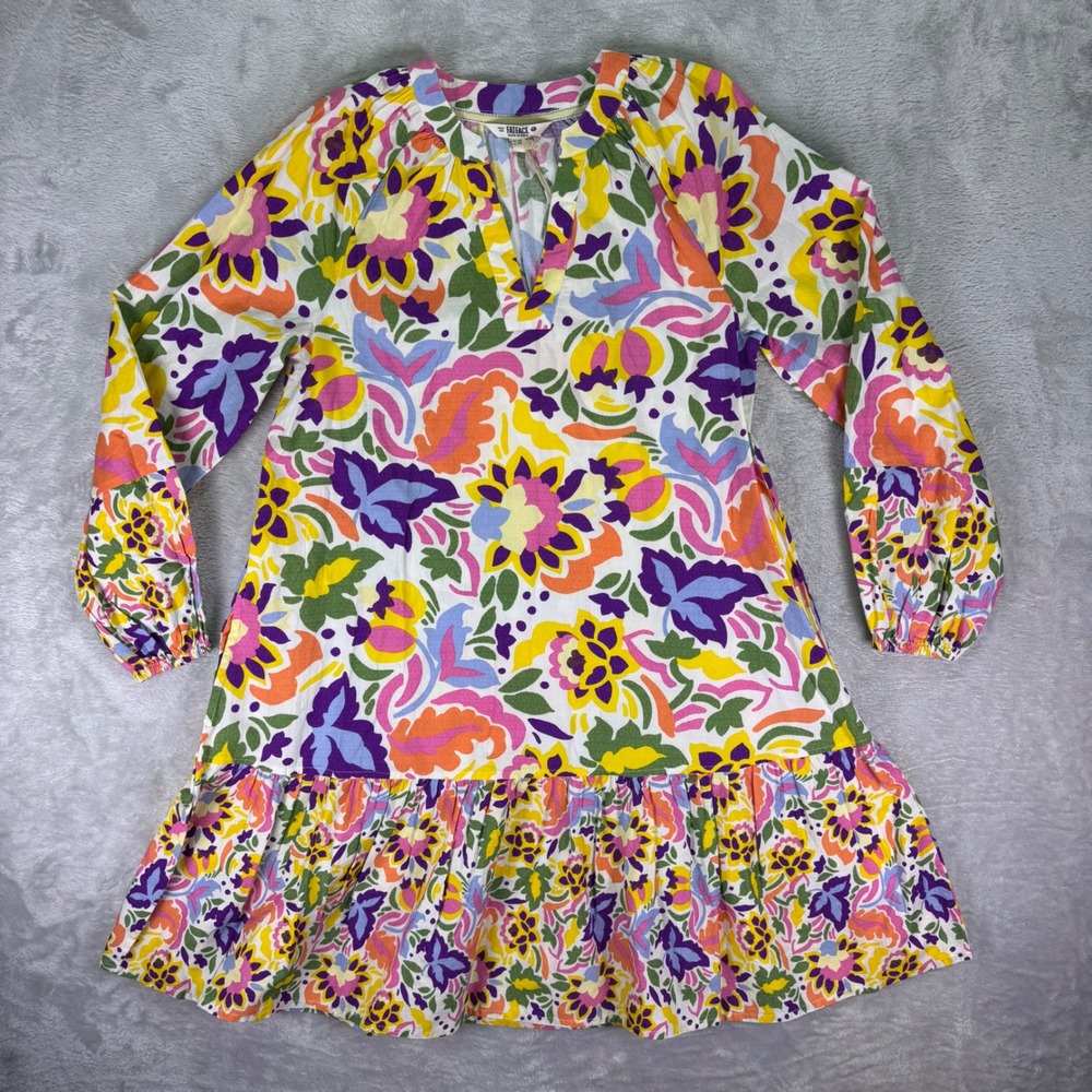FatFace Women's Tunic Dress Size 6R NWT Multicolor Floral‎ Tiered Long Sleeve